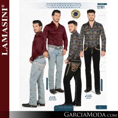 Pantalon Lamasini Western 12101-Light_Blue-Negro