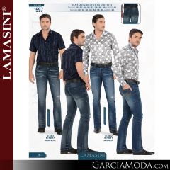 Pantalon Lamasini Western 1597-Dark_Blue-Med_Blue