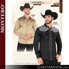 Camisa Vaquera Montero Western 3540-Beige-Negro_Blanco