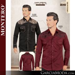 Camisa Vaquera Montero Western 3546-Negro_Khaky-Vino