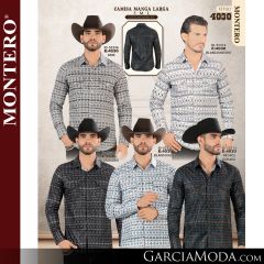 Camisa Vaquera Montero Western 4030-Gris-Blanco_Negro-Negro_Gris-Blanco_Azul-Negro_Dorado
