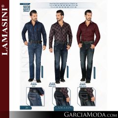 Pantalon Lamasini Western 9038-Blue-Dark_Blue-9037-Dark_Blue