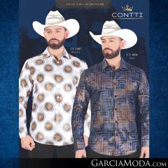 Camisa Contti Western CT-1007-Blanco_CT-1006-Azul