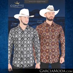 Camisa Contti Western CT-1015-Negro_CT-1015-Burgandy
