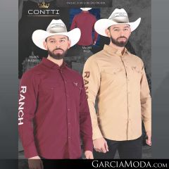 Camisa Contti Western VA-005-Burgandy_VA-005-Beige