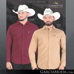 Camisa Contti Western VA-006-Burgandy-Beige