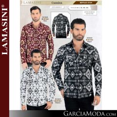 Camisa Vaquera Montero Western 0104-Vino-Negro-Blanco