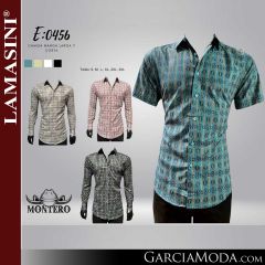 Camisa Vaquera Montero Western 0456-Teal-Beige-Blanco-Negro