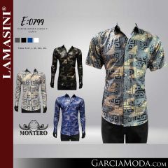 Camisa Vaquera Montero Western 0799-Gris-Negro-Azul-Blanco