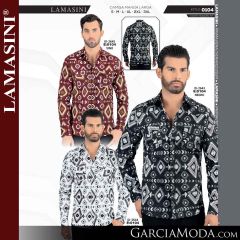Camisa Vaquera Lamasini Western 0104-Vino-Negro-Blanco