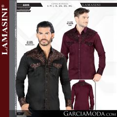 Camisa Vaquera Lamasini Western 2205-Vino-Negro_Cafe
