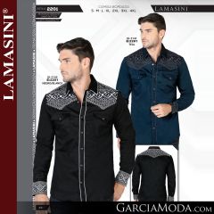 Camisa Vaquera Lamasini Western 2201-Teal-Negro_Blanco