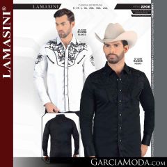 Camisa Vaquera Lamasini Western 2206-Blanco-Negro