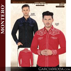 Camisa Vaquera Montero Western 3537-Negro_Azul-Rojo