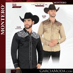 Camisa Vaquera Montero Western 3540-Beige-Negro_Blanco