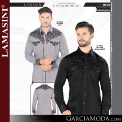 Camisa Vaquera Lamasini Western 2205-Gris-Negro_Negro