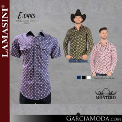 Camisa Vaquera Montero Western 0445-Azul-Negro-Blanco