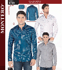 Camisa Vaquera Montero Western 0748-blanco-teal-gris