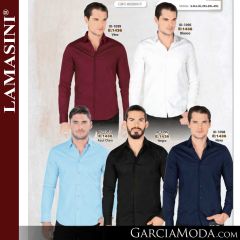 Camisa Vaquera Lamasini 1436-Vino-Blanco-Azul_Claro-Negro-Navy