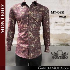 Camisa Vaquera Montero Western 0451-Wine