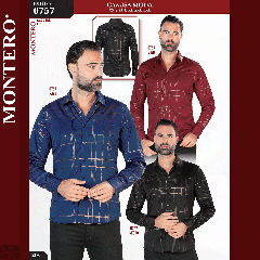 Camisa Vaquera Montero Western 0757-vino-navy-negro