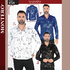 Camisa Vaquera Montero Western 0758-azul-blanco-negro