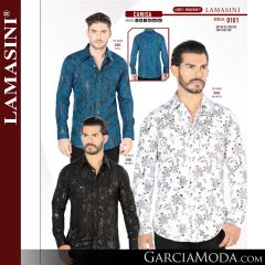 Camisa Vaquera Lamasini 1010-Teal-Blanco-Negro
