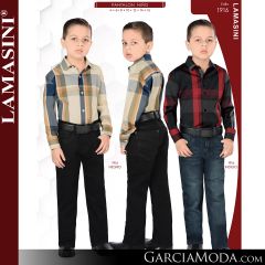 Camisa Lamasini niño 1704-Cafe-Rojo-Blanco