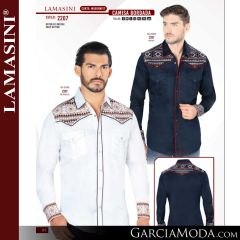 Camisa Vaquera Lamasini 2207-Navy-Blanco