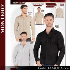 Camisa Vaquera Montero Western 3301-Beige-Negro-Blanco