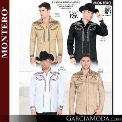 Camisa Vaquera Montero Western 3505-Beige-Negro-Blanco-3518-Beige