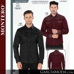 Camisa Vaquera Montero Western 3537-Vino-Negro_Negro