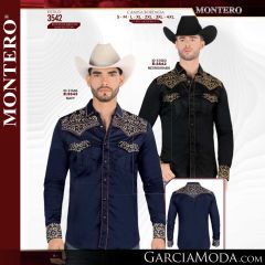 Camisa Vaquera Montero Western 3542-Negro_Khaki-Navy