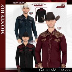 Camisa Vaquera Montero Western 3542-Teal-Vino-Negro_Rojo