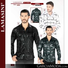 Camisa Vaquera Lamasini 4452-Blanco-Negro-Teal