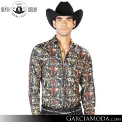 Camisa Vaquera El Senor De Los Cielos Western 43539-Black-Brown