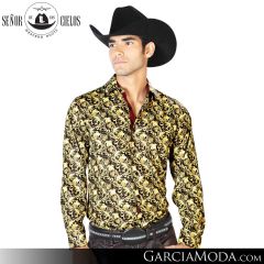 Camisa Vaquera El Senor De Los Cielos Western 43542-Black-Yellow