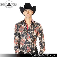 Camisa Vaquera El Senor De Los Cielos Western 43543-Black-Gold