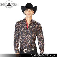 Camisa Vaquera El Senor De Los Cielos Western 43547-Black-Gold