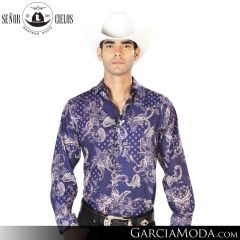 Camisa Vaquera El Senor De Los Cielos Western 43554-Blue-Yellow