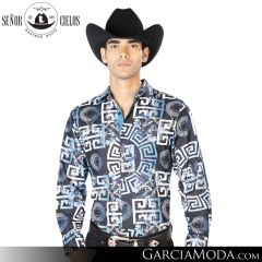 Camisa Vaquera El Senor De Los Cielos Western 43558-Navy-Blue
