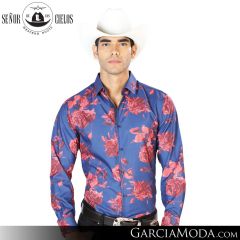 Camisa Vaquera El Senor De Los Cielos Western 43563-Blue-Red