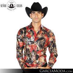 Camisa Vaquera El Senor De Los Cielos Western 43569-Black-Red