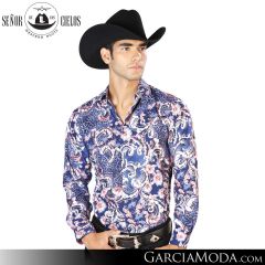 Camisa Vaquera El Senor De Los Cielos Western 43577-Navy-Blue