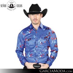 Camisa Vaquera El Senor De Los Cielos Western 43942-Royal-Blue