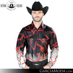 Camisa Vaquera El Senor De Los Cielos Western 44074-Black-Red