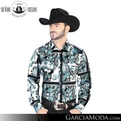 Camisa Vaquera El Senor De Los Cielos Western 44082-White-Black
