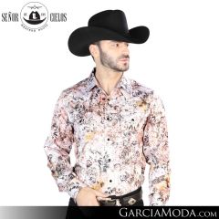 Camisa Vaquera El Senor De Los Cielos Western 44093-White-Brown