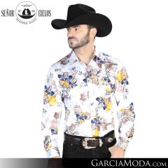 Camisa Vaquera El Senor De Los Cielos Western 44097-White-Blue