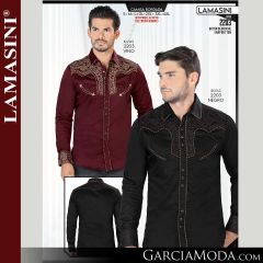Camisa Vaquera Lamasini 2203-Vino-Negro